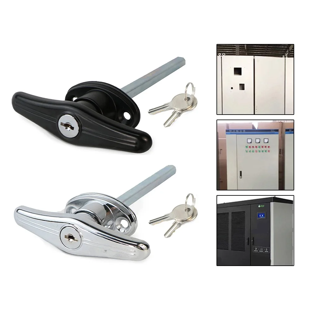 Home Improvement Retail - ฮาร์ดแวร์ประตู T-Handle ชุดล็อคสีดําล็อค 2 ปุ่มสังกะสีอัลลอยด์ 1