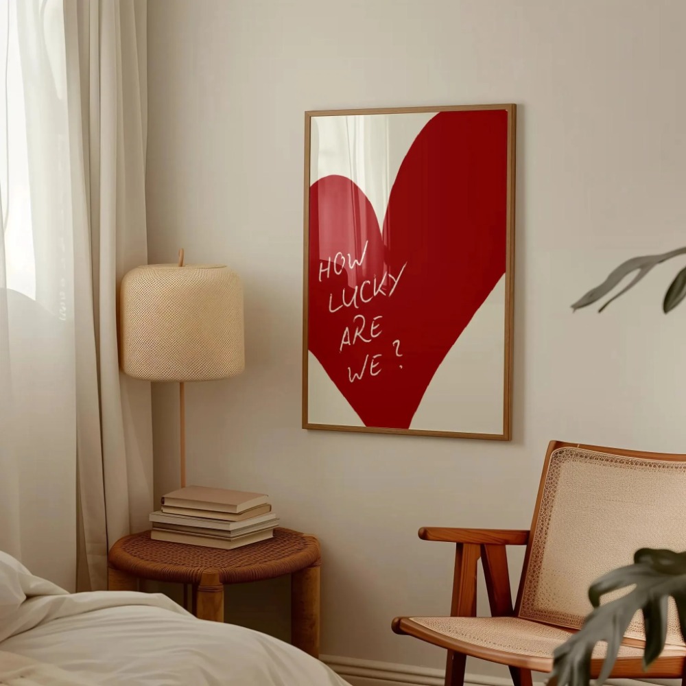 Lucky Are We สีชมพูสีแดงลาย Wa - Home Improvement Furniture บทวิจารณ์และราคา